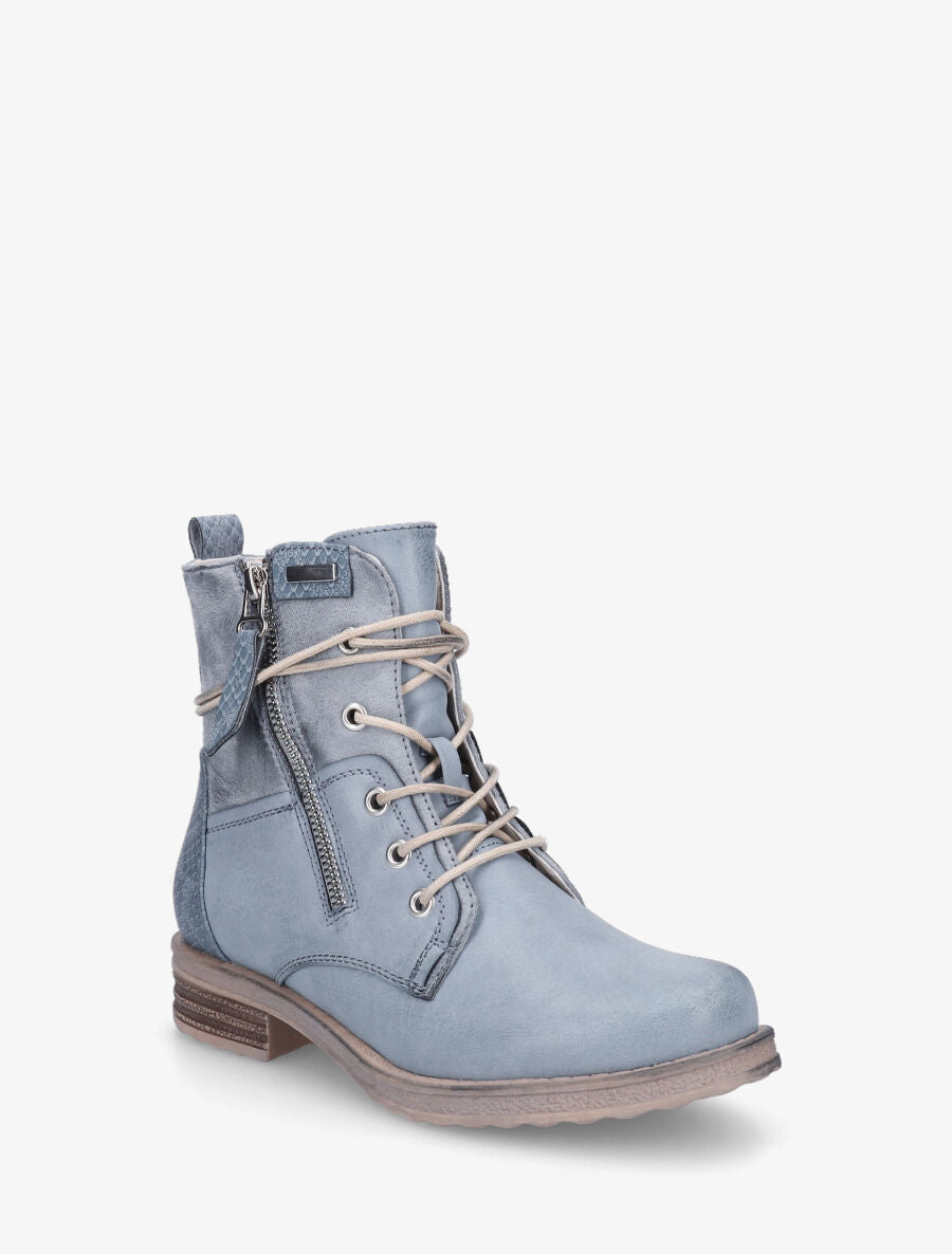 Bottines bi-matière à contrefort python - Bleu - 3