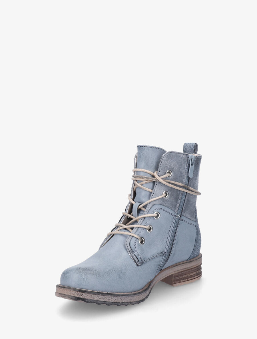 Bottines bi-matière à contrefort python - Bleu - 4