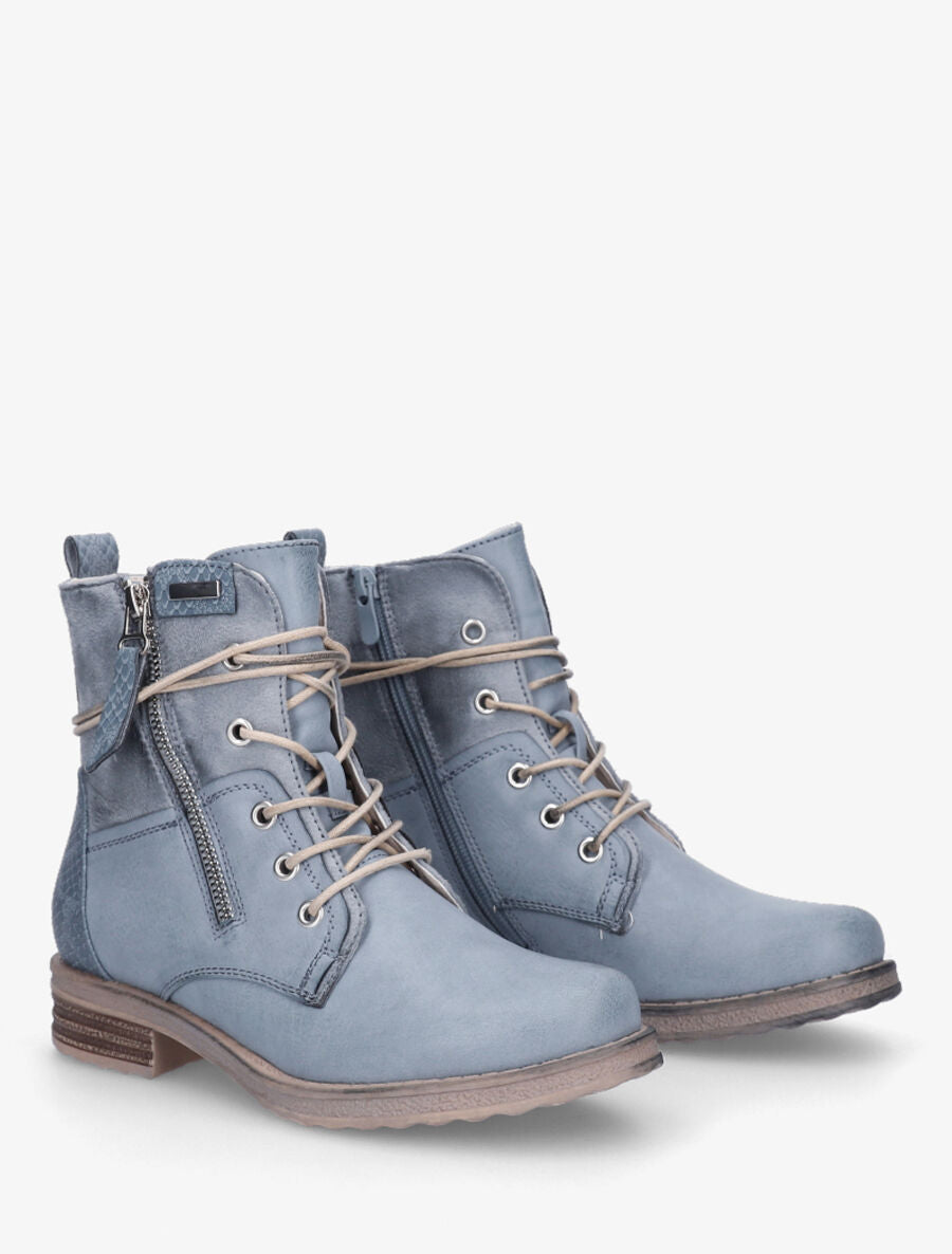 Bottines bi-matière à contrefort python - Bleu - 5