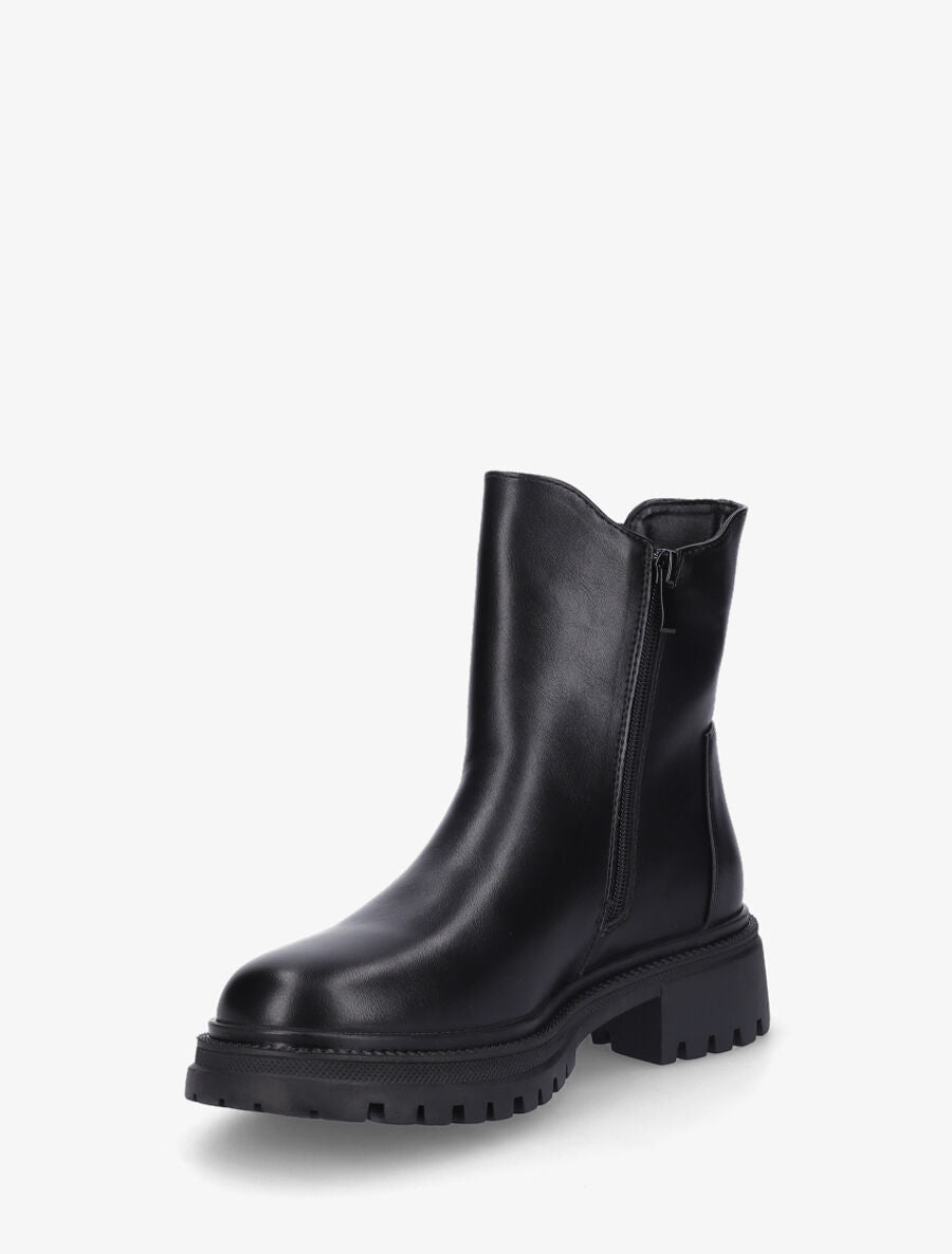 Bottines élastiquées en simili - Noir - 3