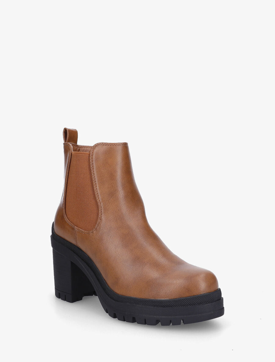Bottines à semelle et talon crantés - Camel - 2
