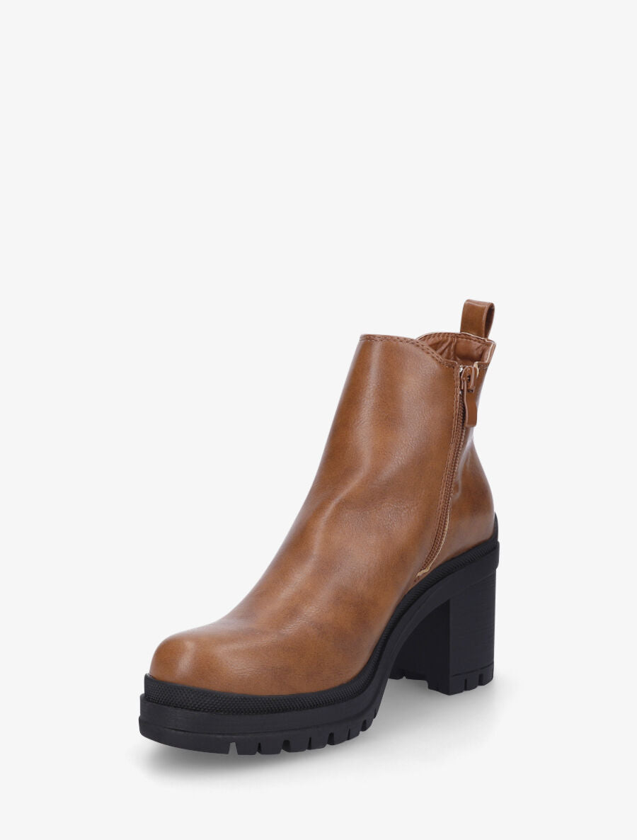 Bottines à semelle et talon crantés - Camel - 3