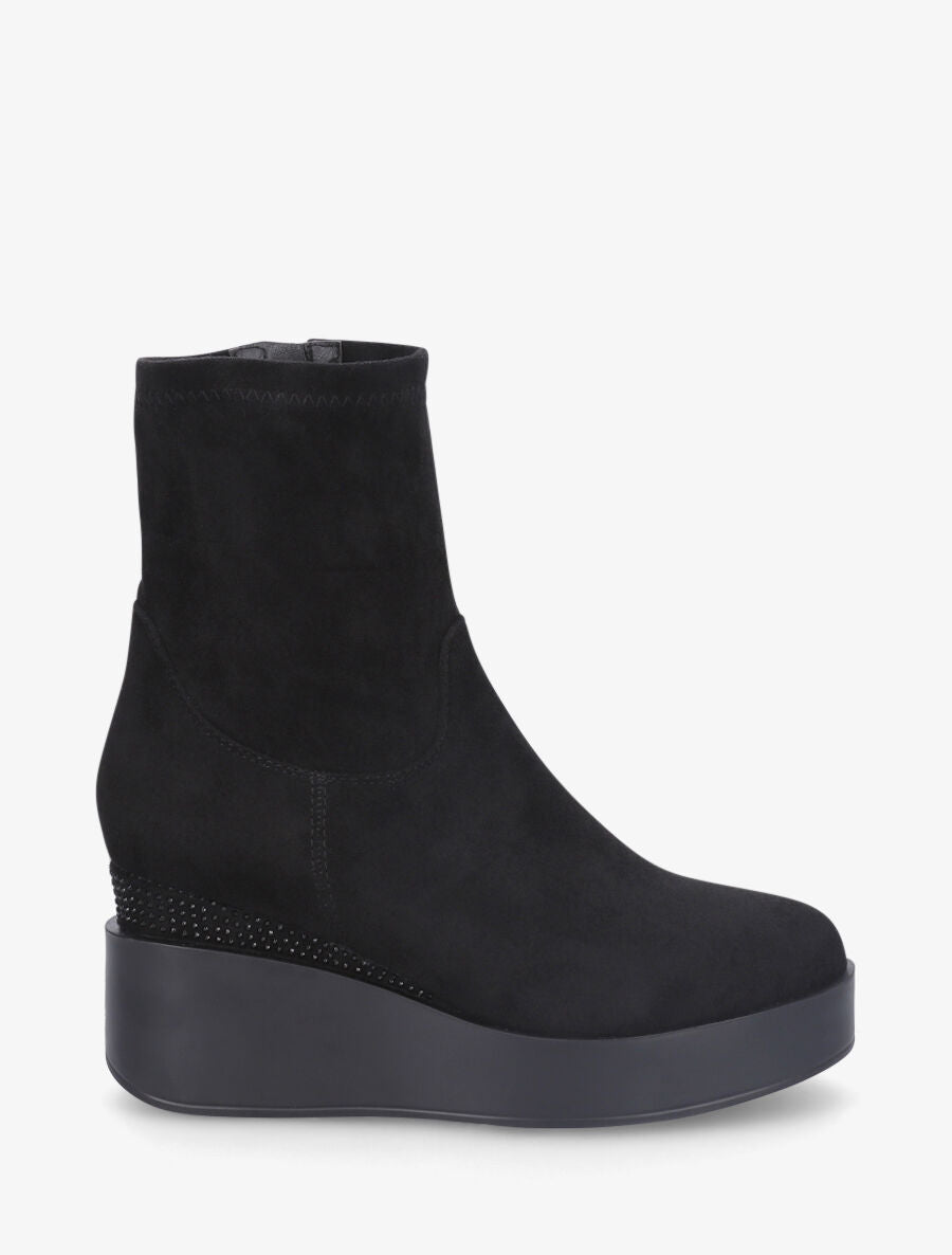 Bottines compensées en suédine et souples - Noir - 5
