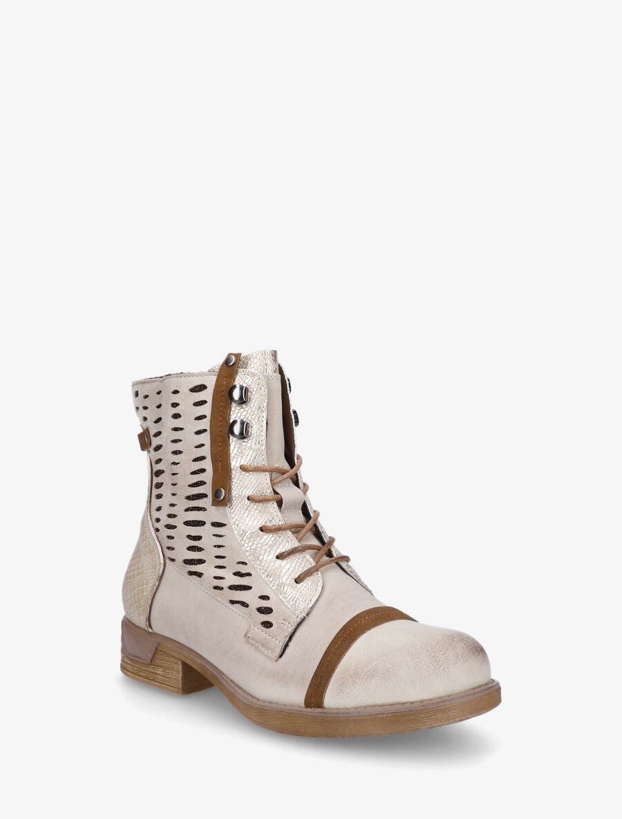 Bottines en simili multi textures - Beige - 2