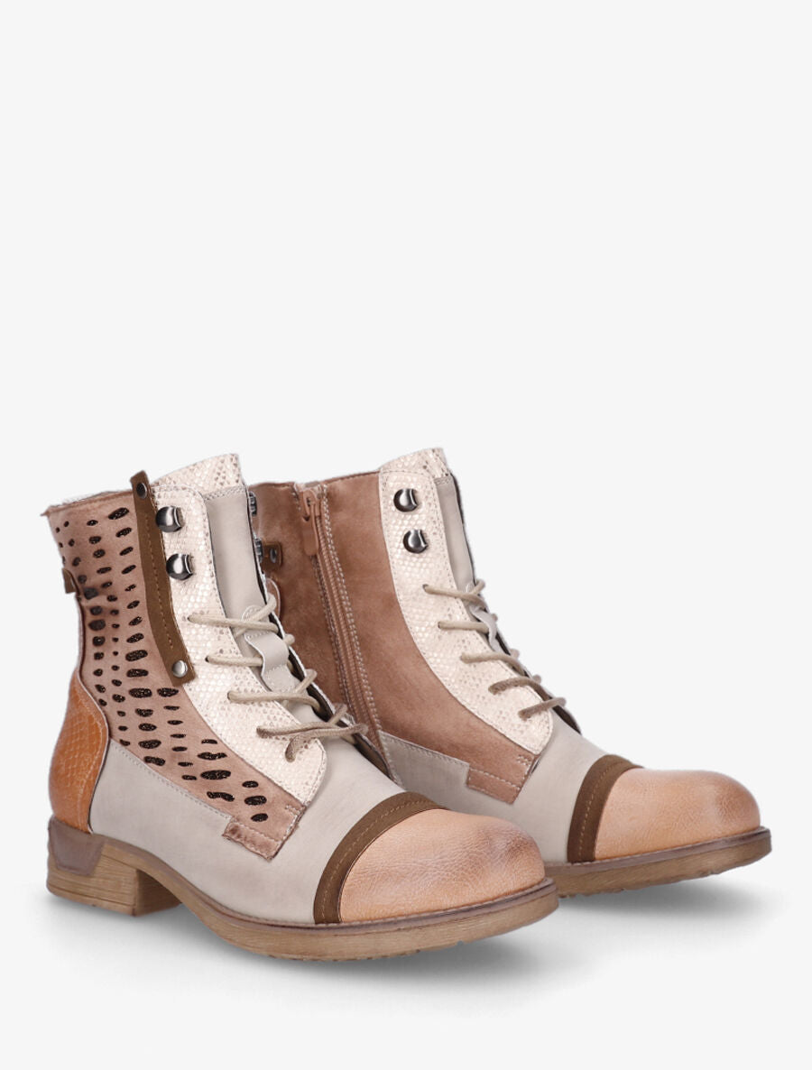 Bottines en simili multi textures - Rose - 4