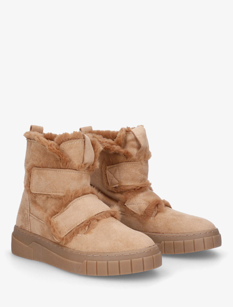 Boots fourrées à scratch - Camel - 4