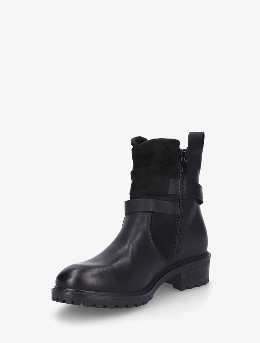 Bottines en simili à deux sangles - Noir - 3