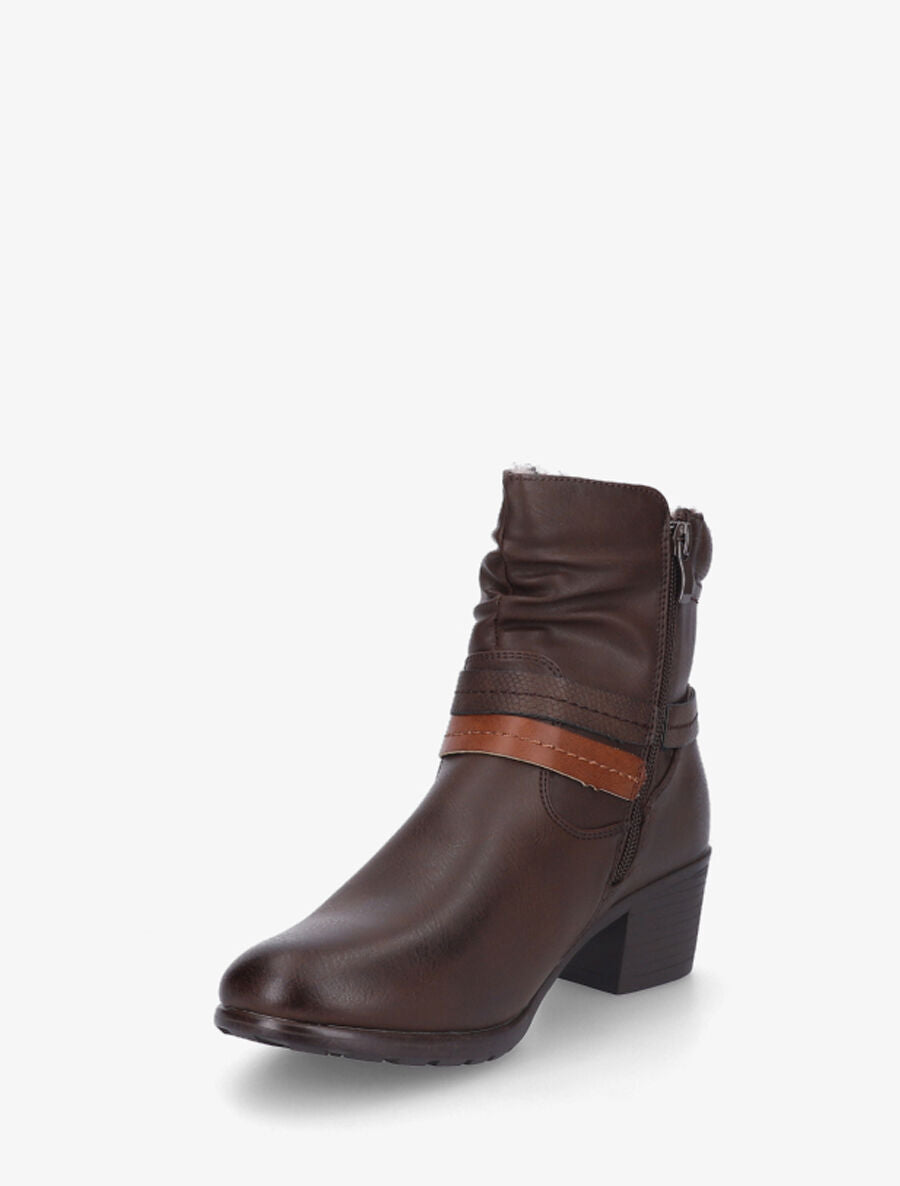 Bottines fourrées et froncées en simili - Marron - 3