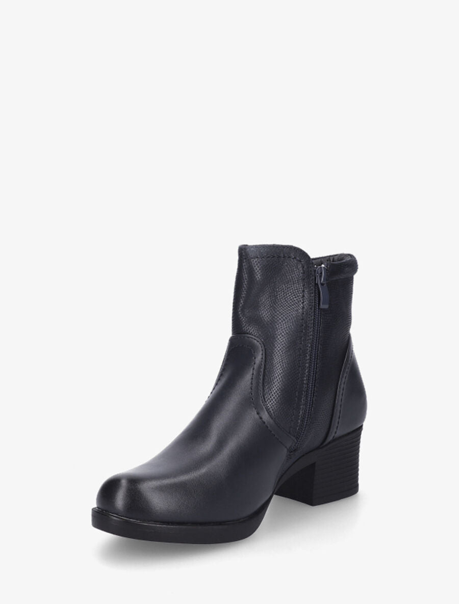Bottines en simili texturées et double zips - Marine - 3