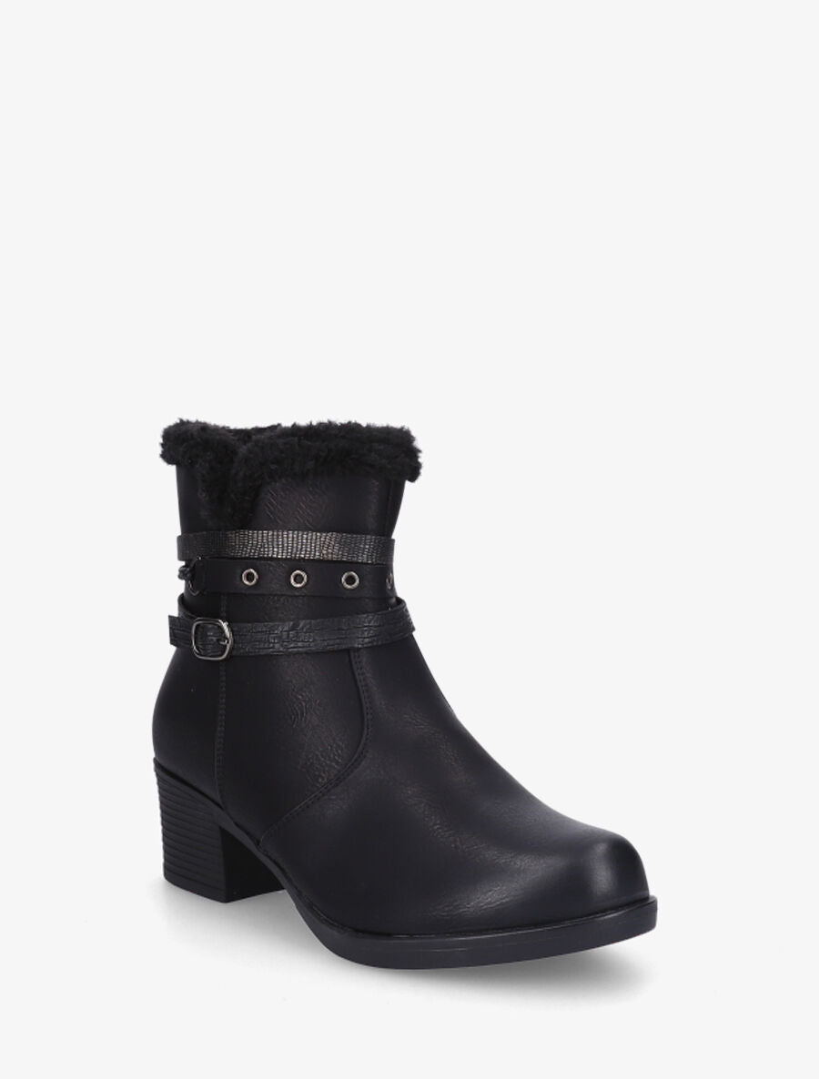 Bottines fourrées à talon - Noir - 2