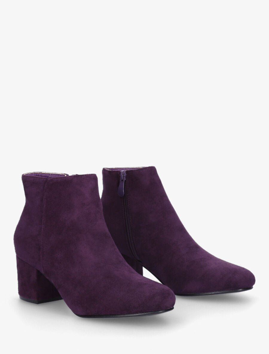 Bottines à talon en suédine - Violet - 4