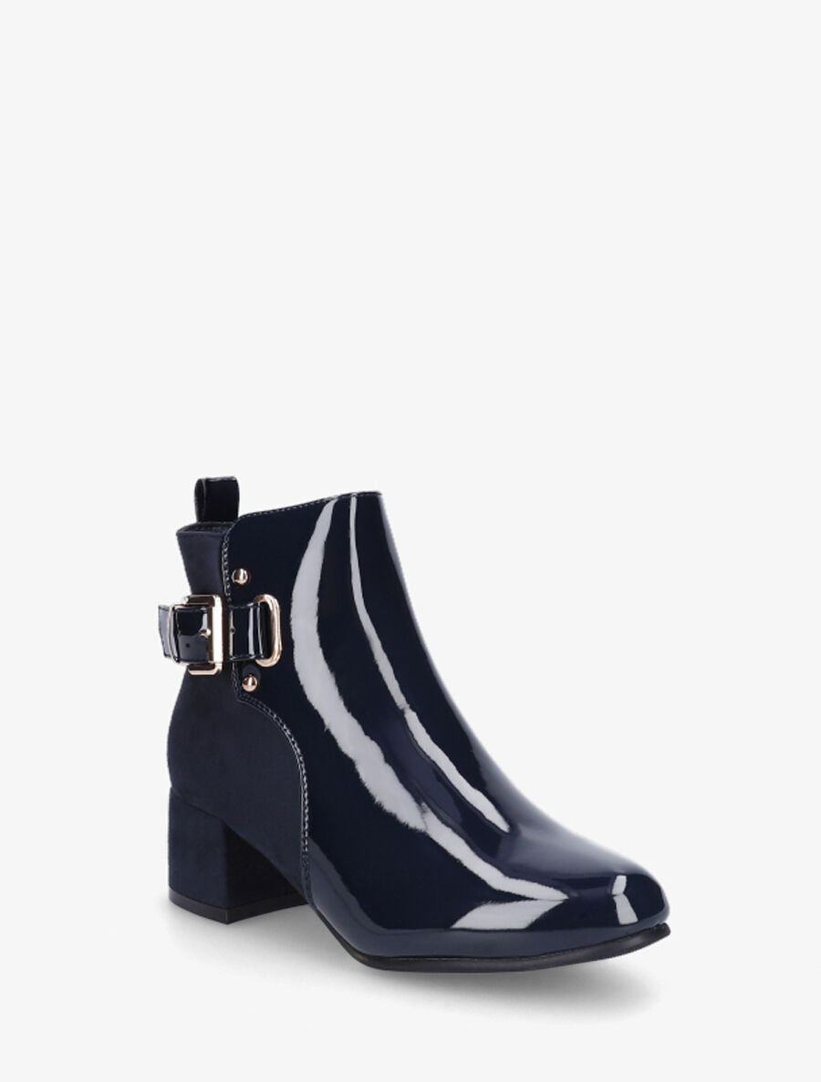 Bottines bi-matière à talon - Marine - 2