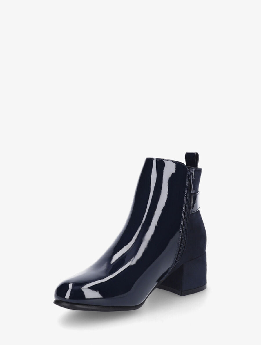 Bottines bi-matière à talon - Marine - 3