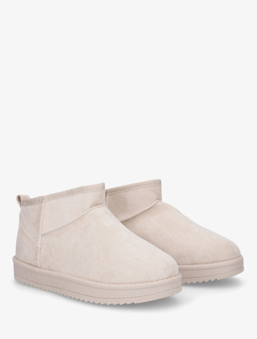 Low boots plates en suédine - Beige - 4