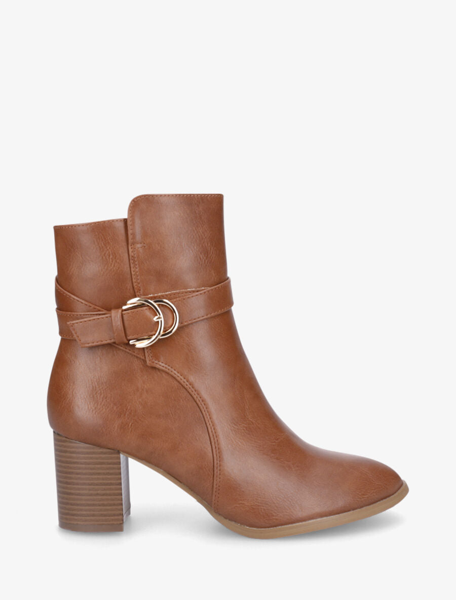 Bottines unies en simili - Camel - 1