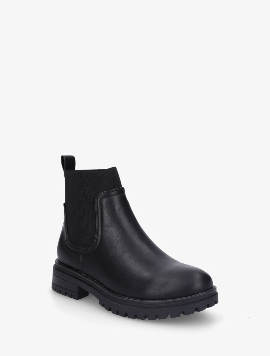 Bottines élastiquées en simili - Noir - 2