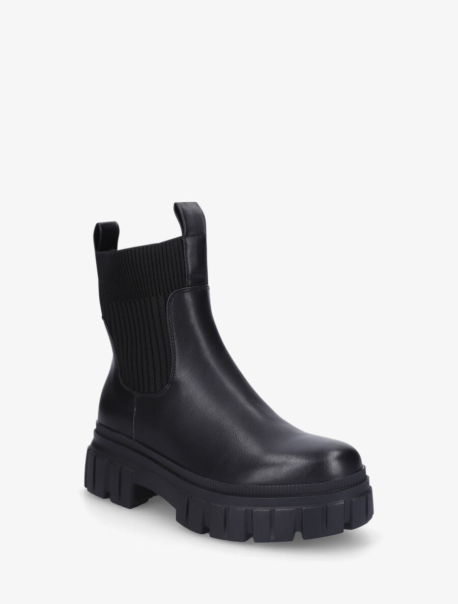 Bottines chaussettes à talon strié - Noir - 2