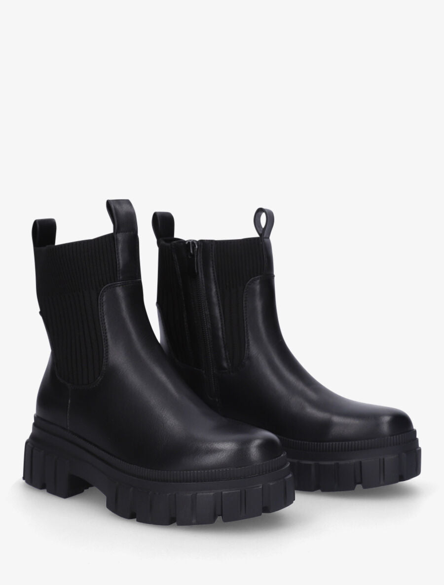 Bottines chaussettes à talon strié - Noir - 4