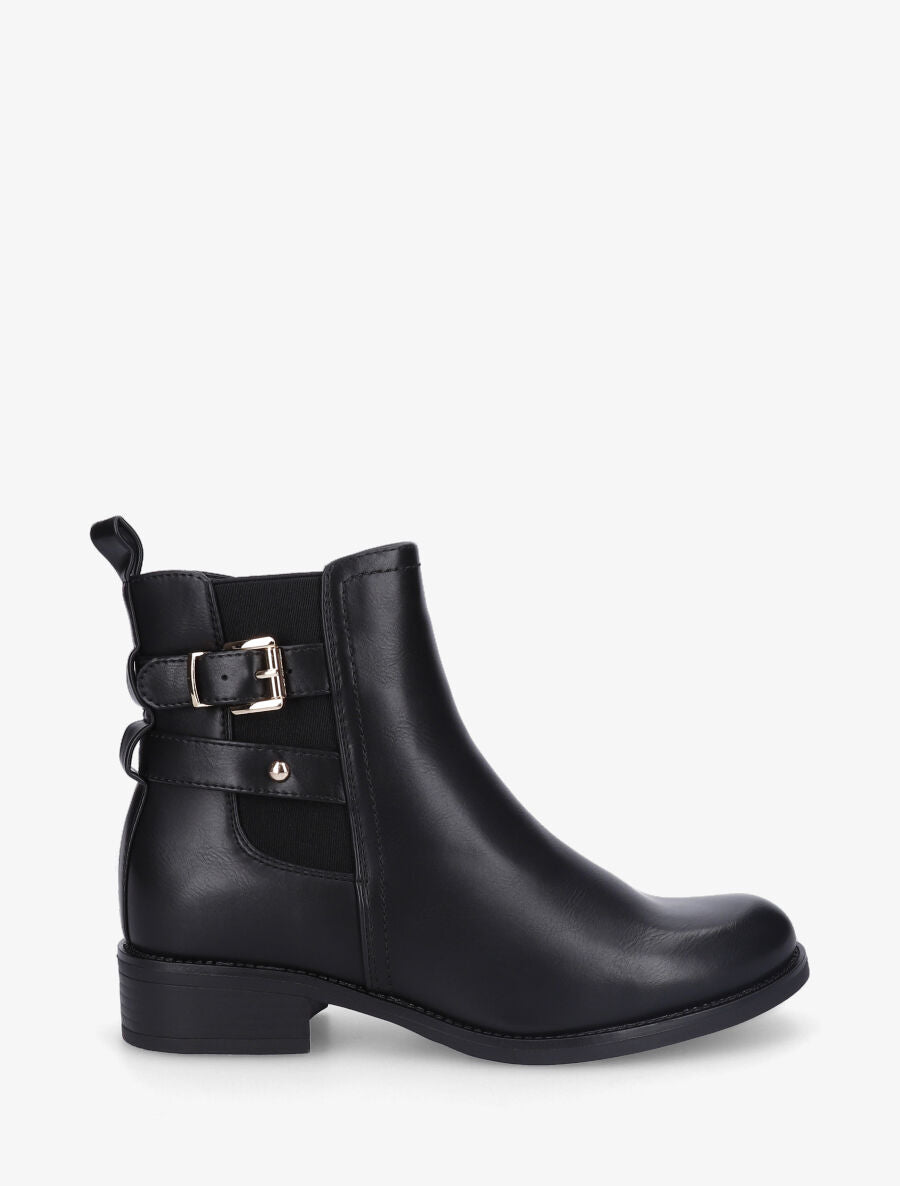 Bottines à cheville élastiquée en simili - Noir - 1