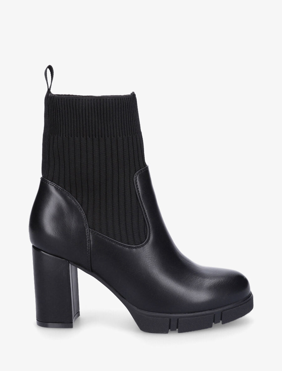 Bottines style chaussettes à talon - Noir - 1