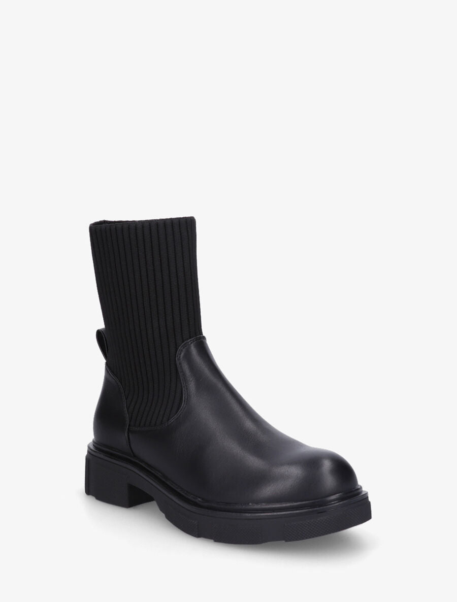 Bottines style chaussettes en simili - Noir - 2