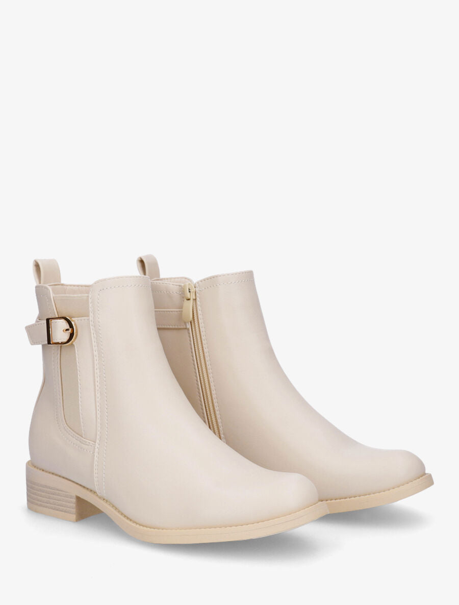 Bottines plates basiques à boucle - Beige - 4