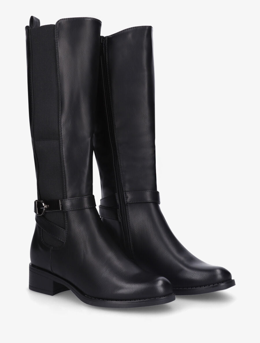 Bottes cavalières en simili - Noir - 4