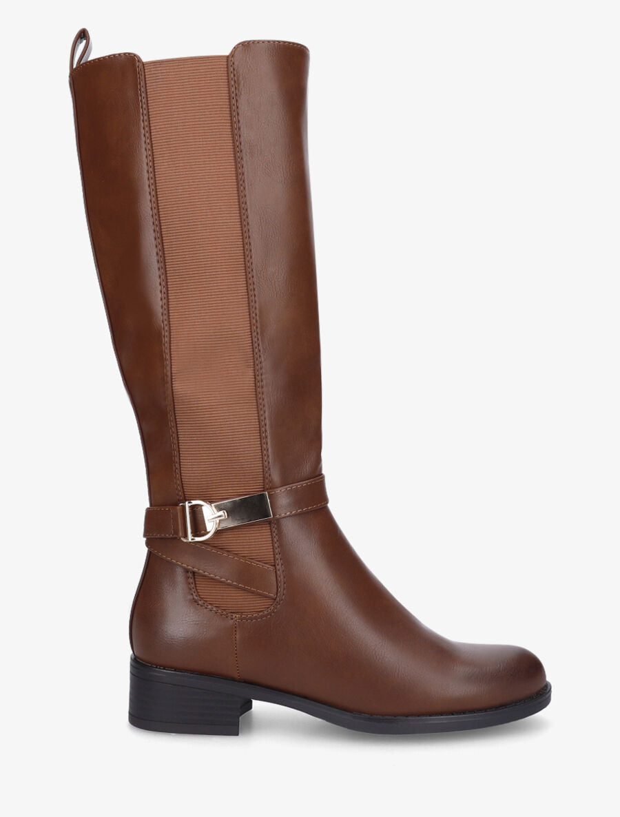 Bottes cavalières en simili - Camel - 5