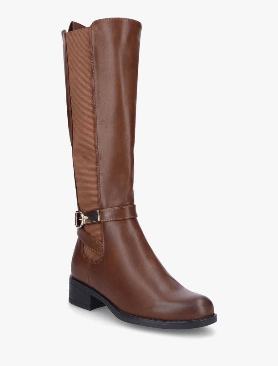 Bottes cavalières en simili - Camel - 2