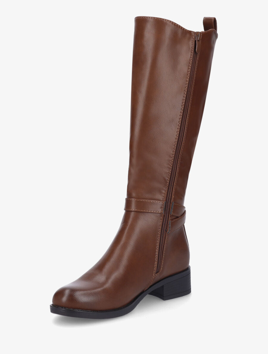 Bottes cavalières en simili - Camel - 3