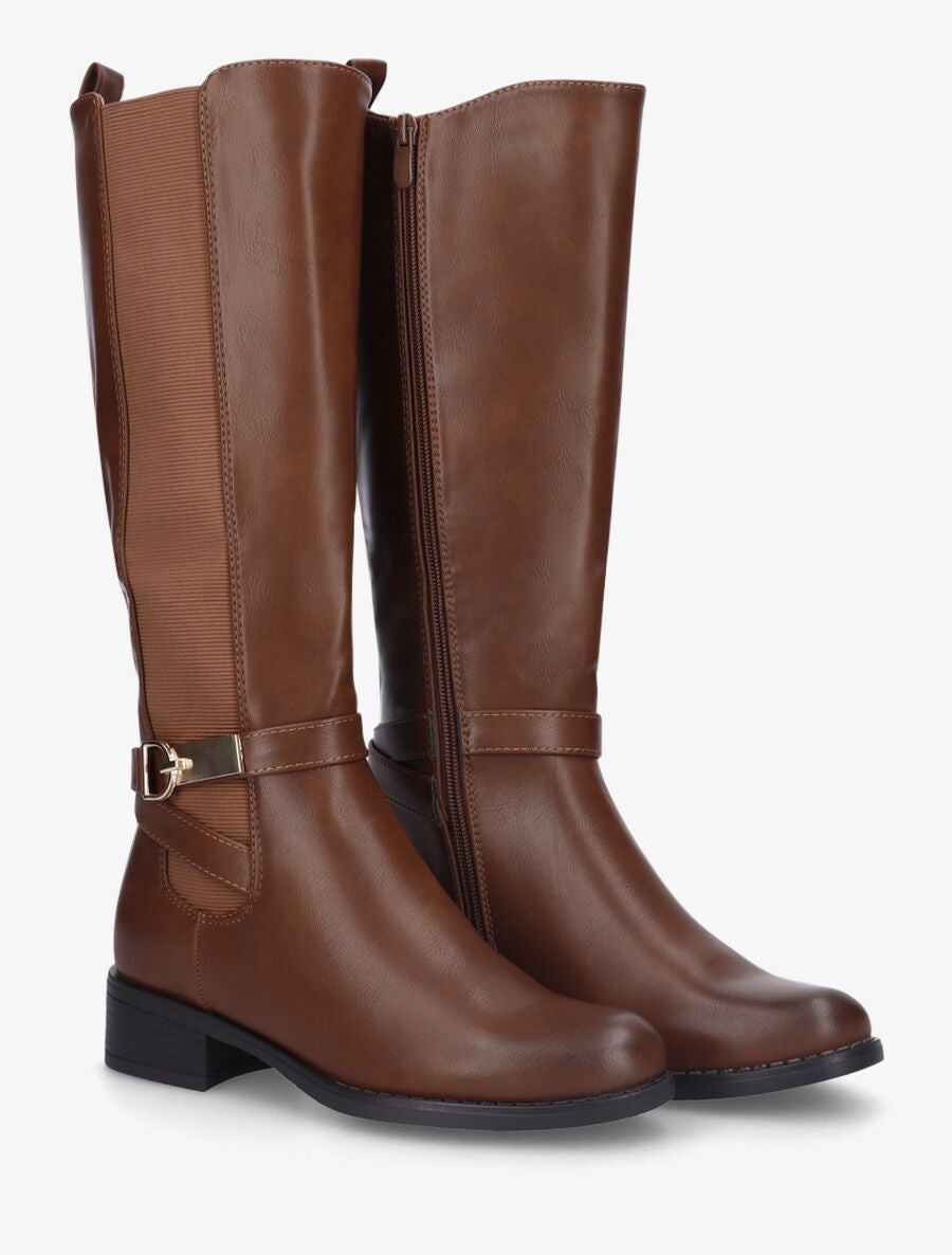 Bottes cavalières en simili - Camel - 4