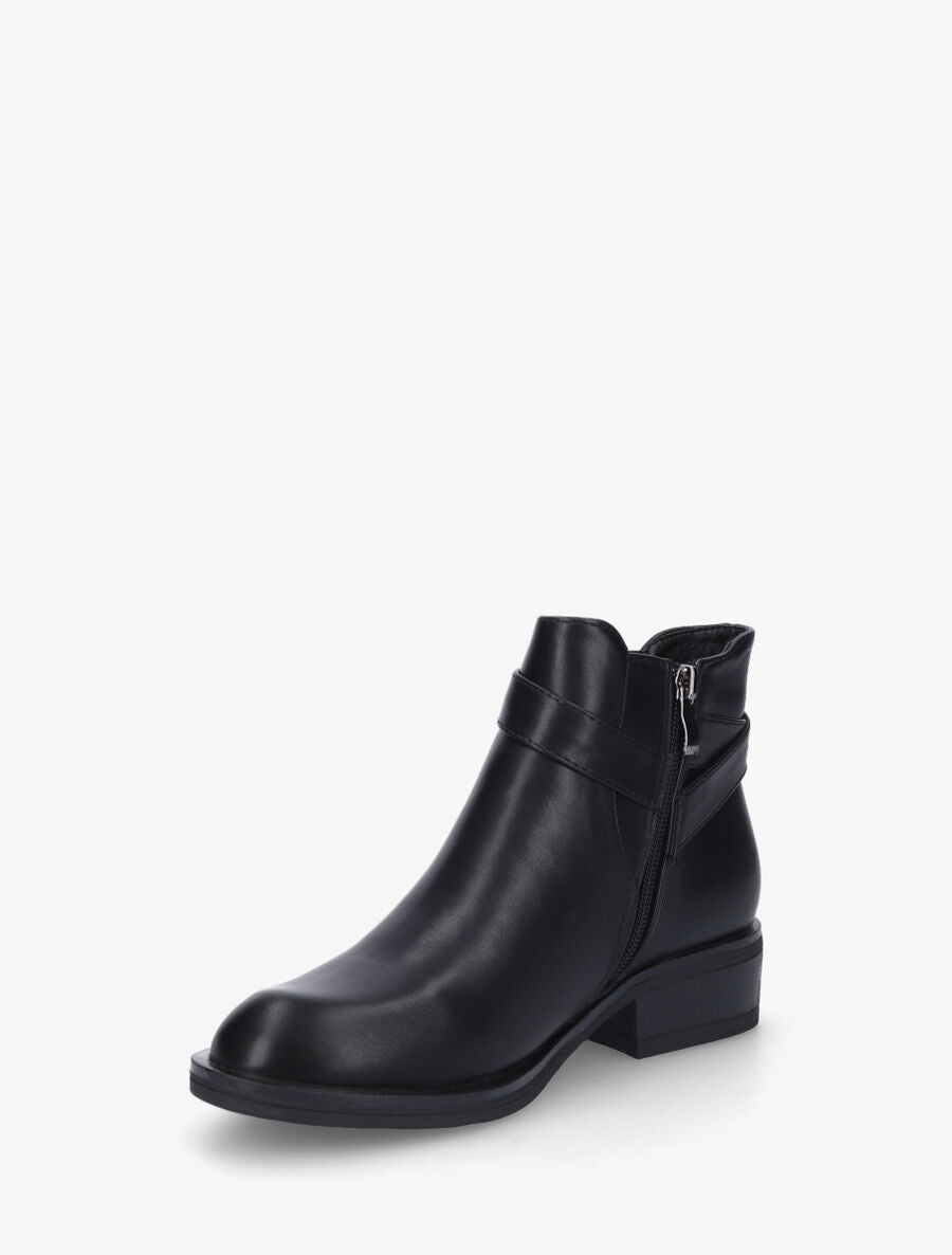 Bottines à boucle en simili - Noir - 3