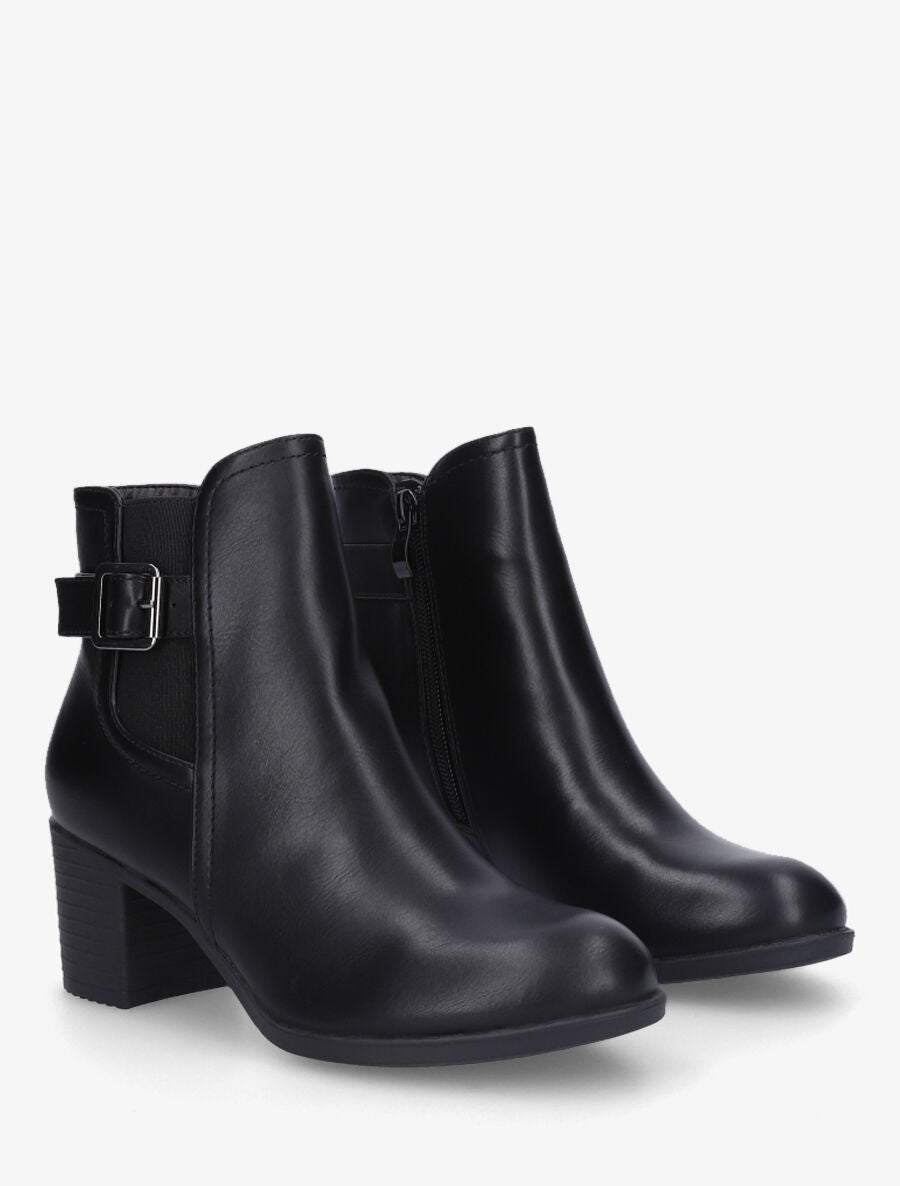 Bottines élastiquées en simili - Noir - 4