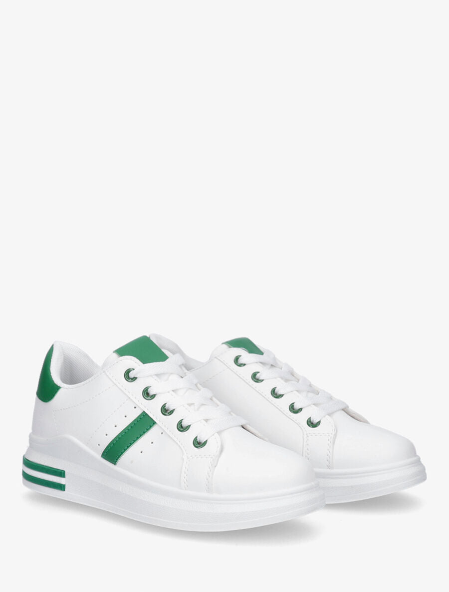 Baskets classiques en simili - Blanc/vert - 4