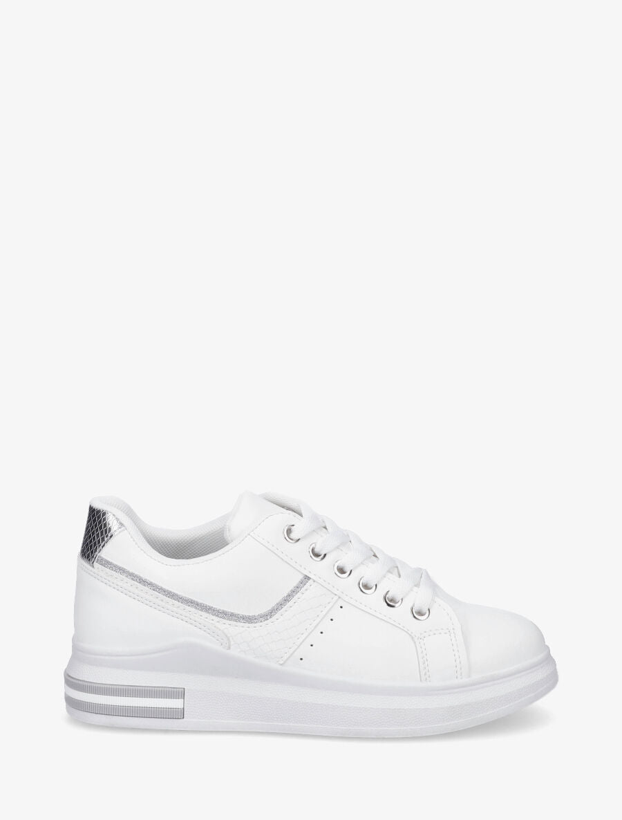 Sneakers à contrefort python - Blanc - 5