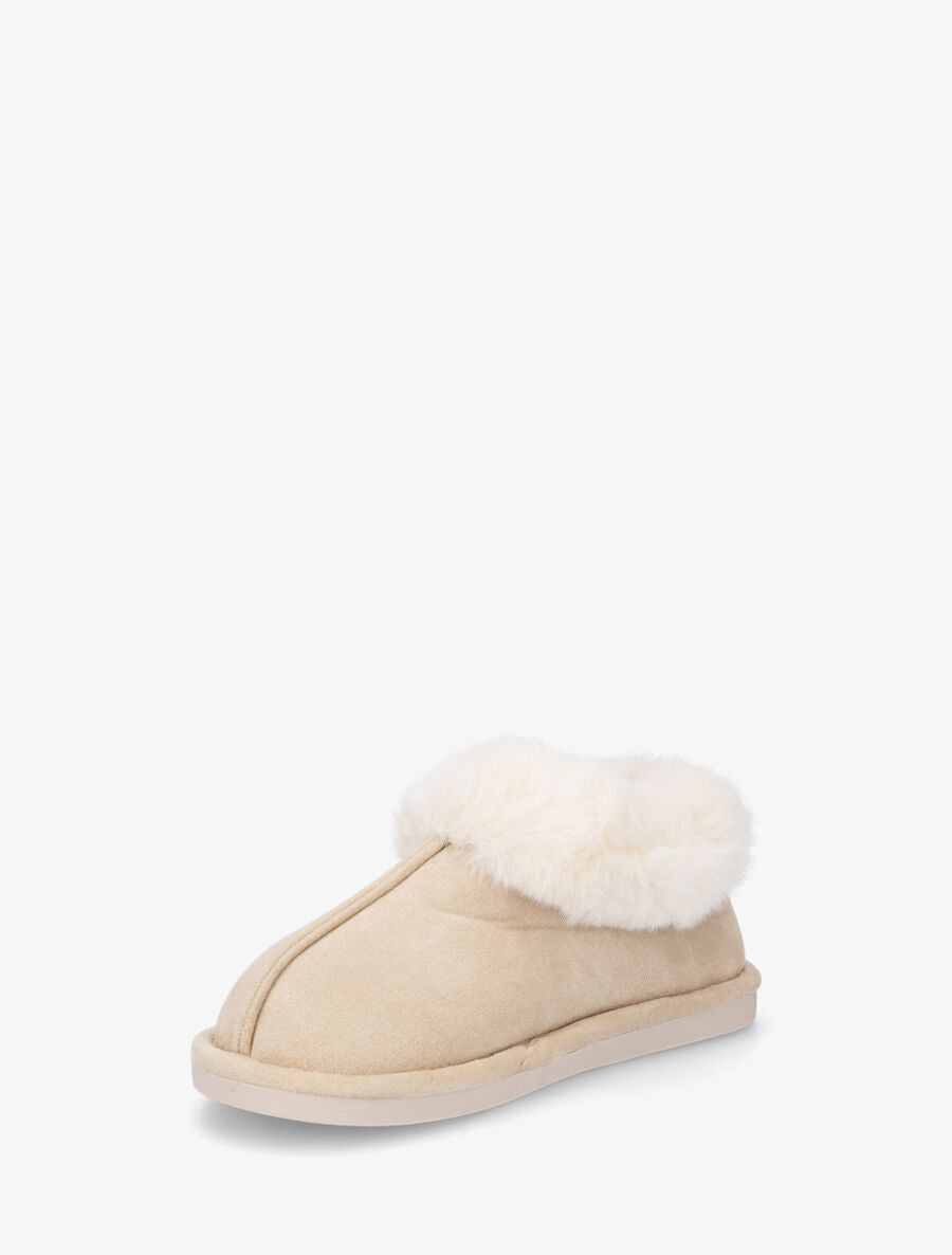 Low boots fourrée en suédine - Beige - 3