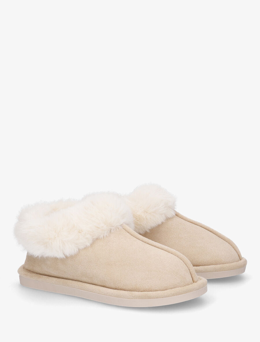 Low boots fourrée en suédine - Beige - 4