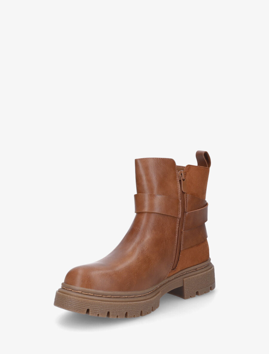 Boots bi-matière à semelle crantée - Camel - 3