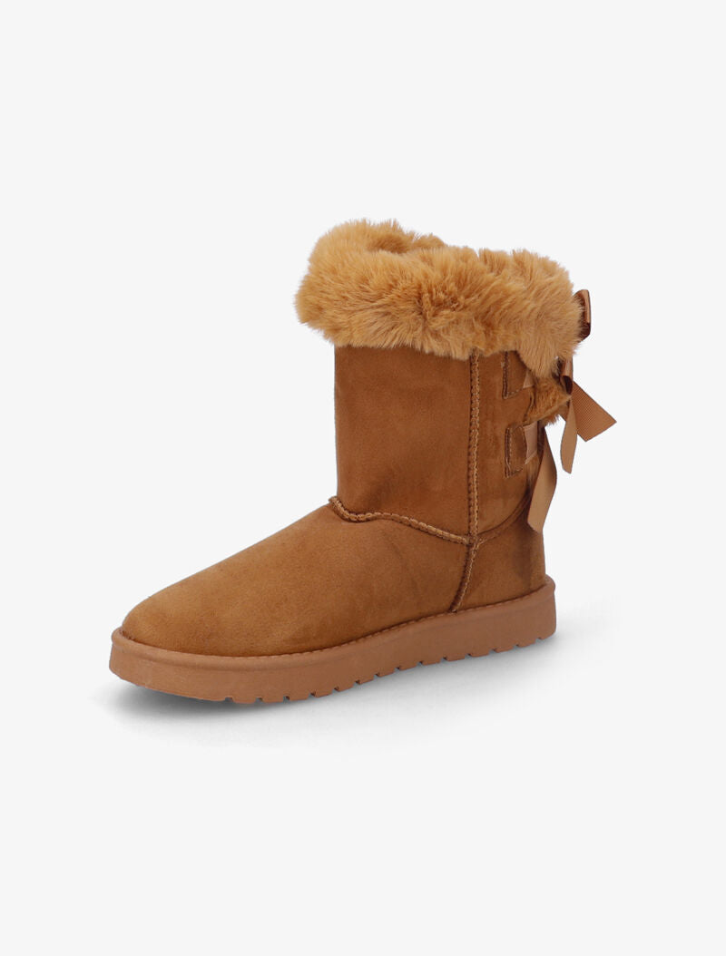 Bottines fourrées à noeuds - Camel - 4