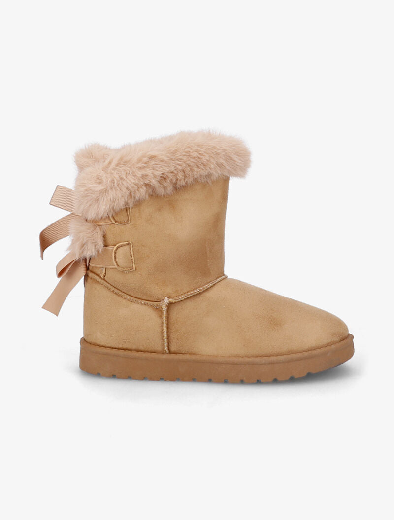 Bottines fourrées à noeuds - Beige - 2