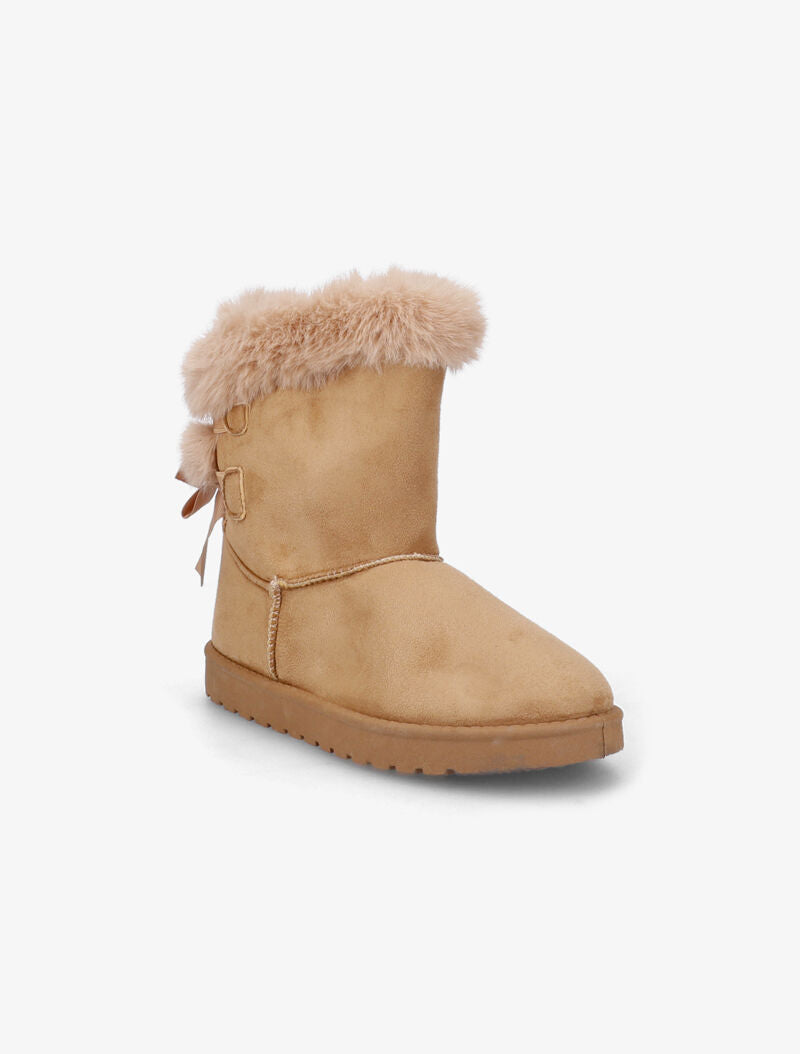 Bottines fourrées à noeuds - Beige - 3