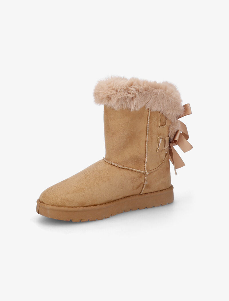 Bottines fourrées à noeuds - Beige - 4