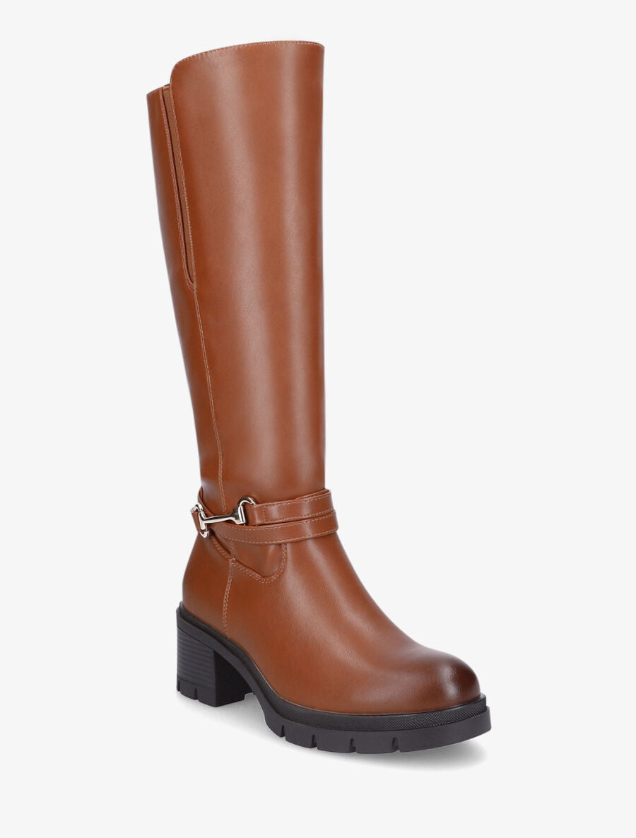 Bottes à boucle en simili - Camel - 2