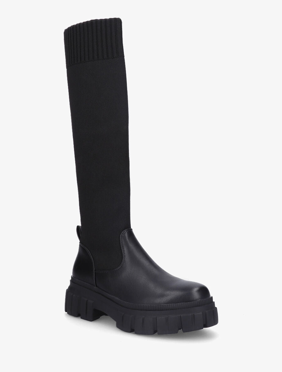 Bottes style chaussettes unis - Noir - 2