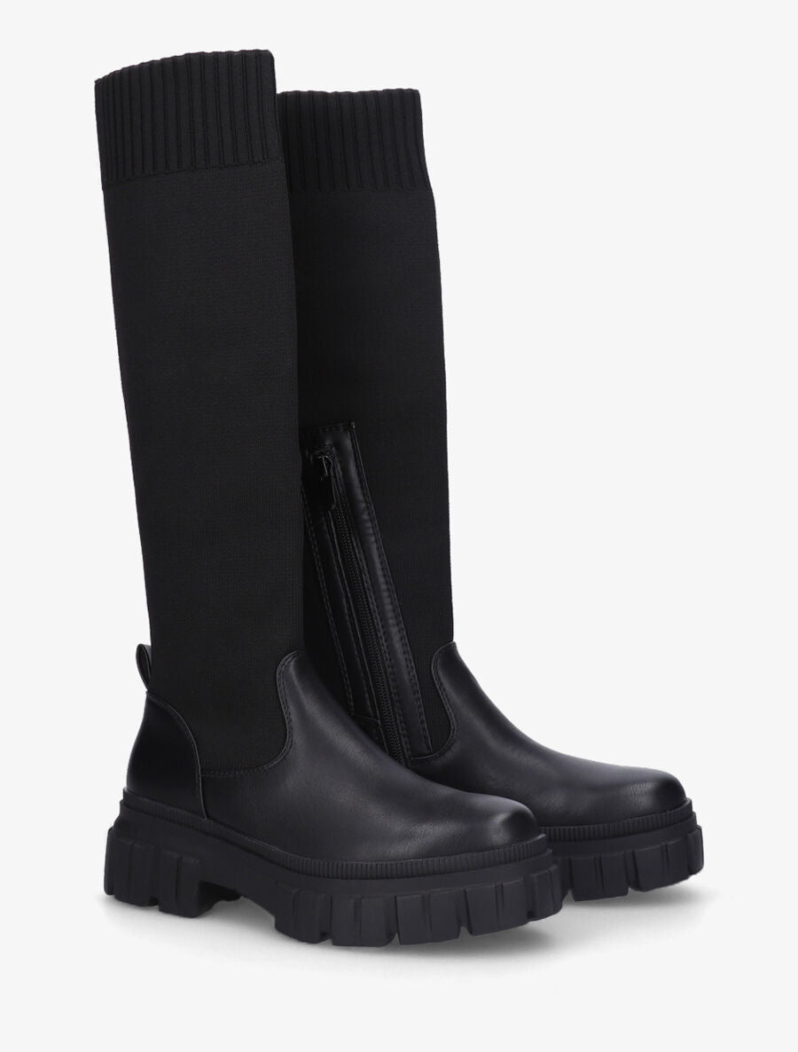 Bottes style chaussettes unis - Noir - 4