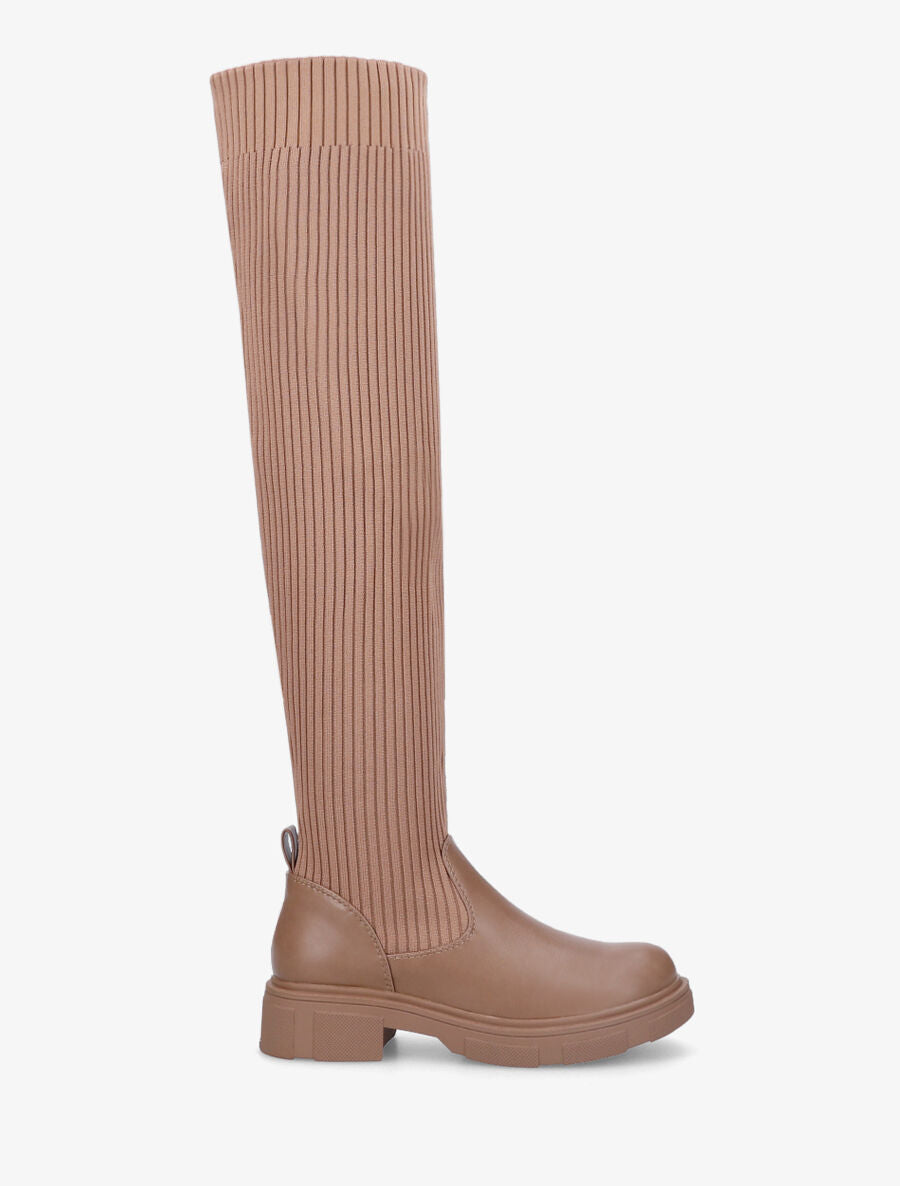 Cuissardes plates style chaussettes - Taupe - 1