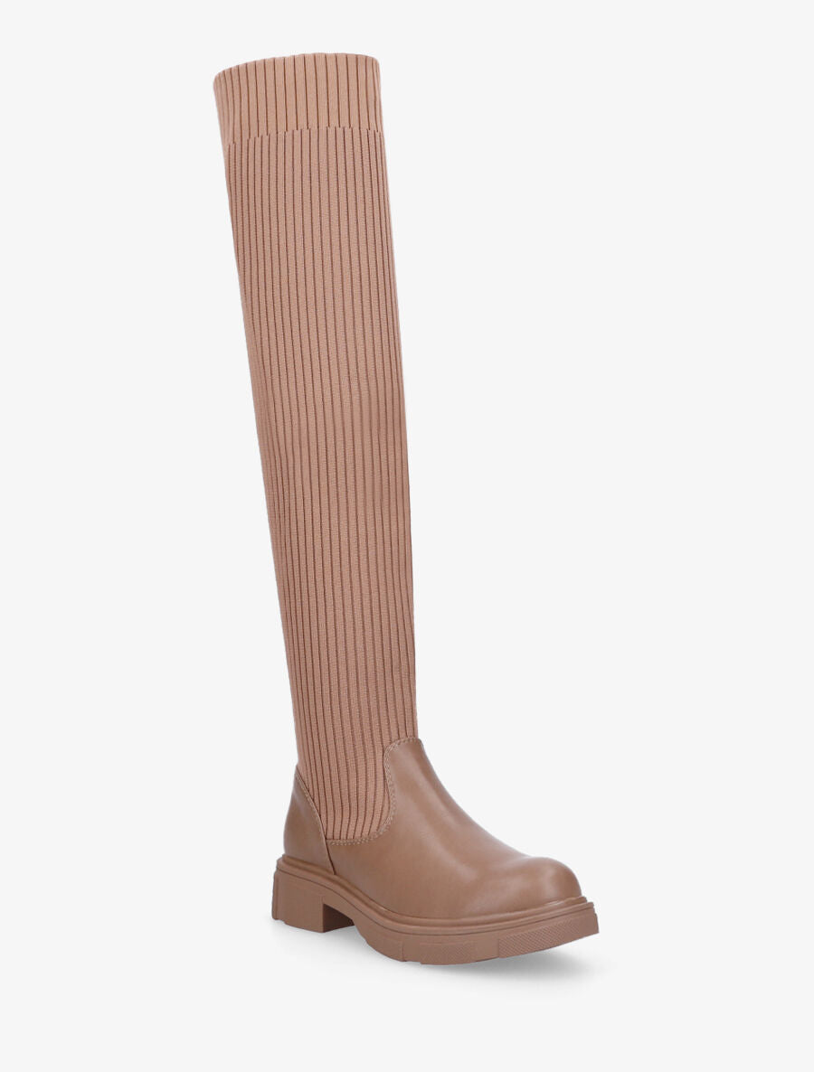 Cuissardes plates style chaussettes - Taupe - 2