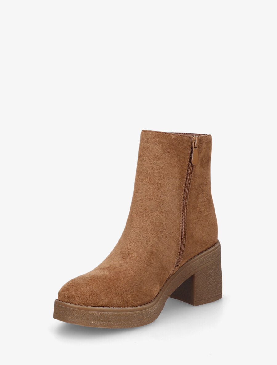 Bottines en suédine - Camel - 3