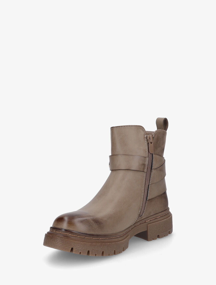 Bottines plates en simili - Taupe - 3