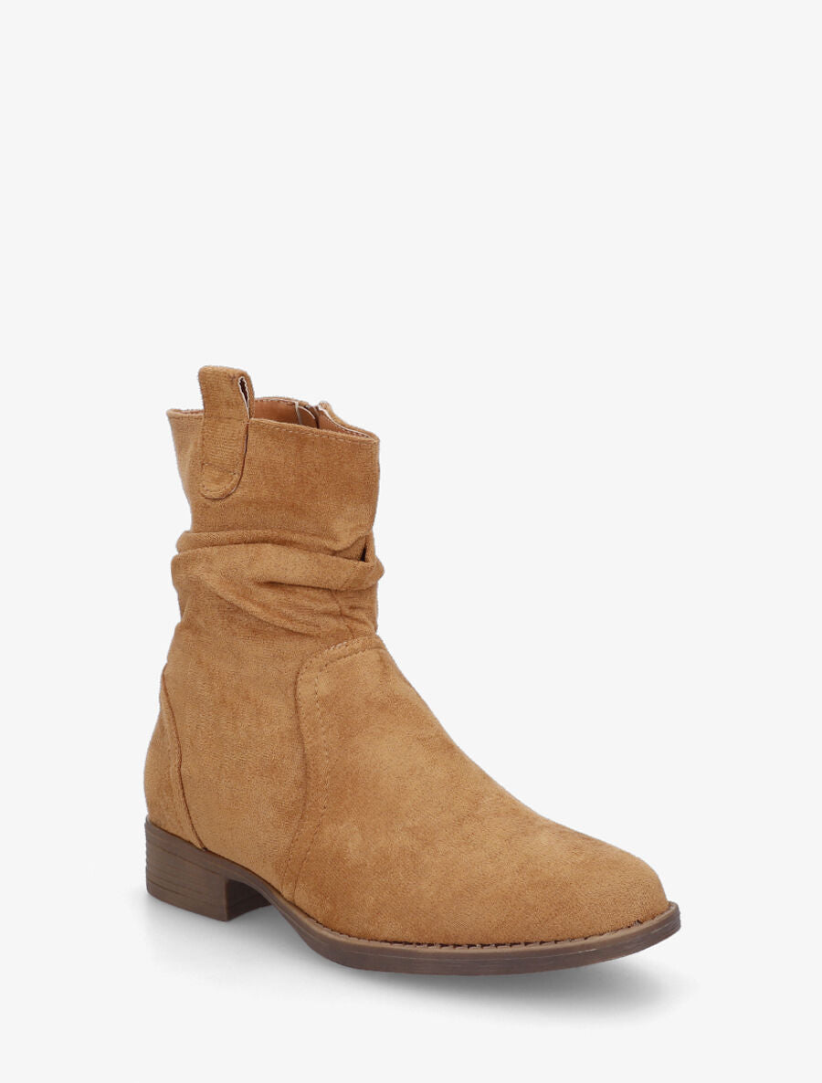 Bottines montantes froncées - Camel - 2